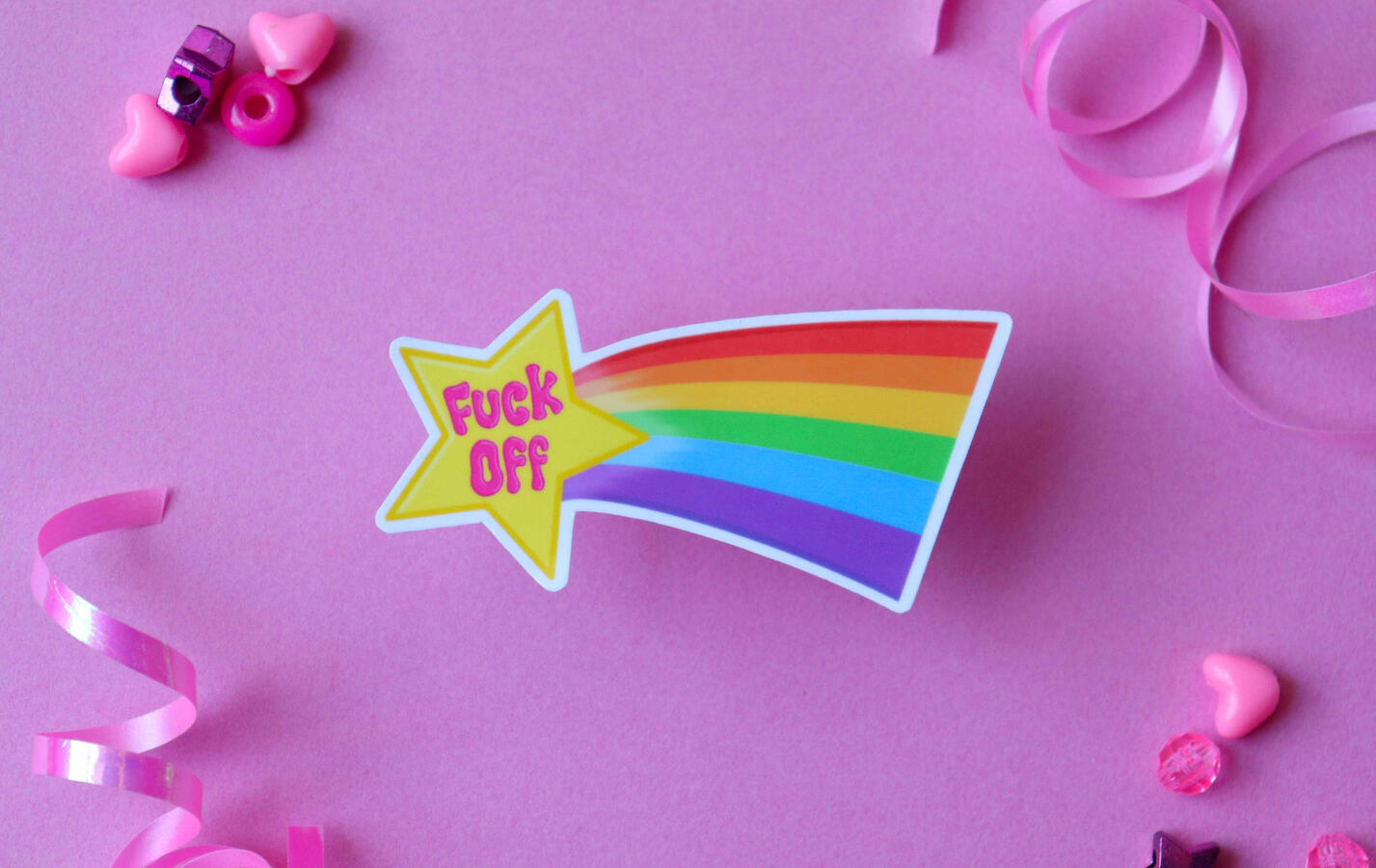 fuck off rainbow sticker