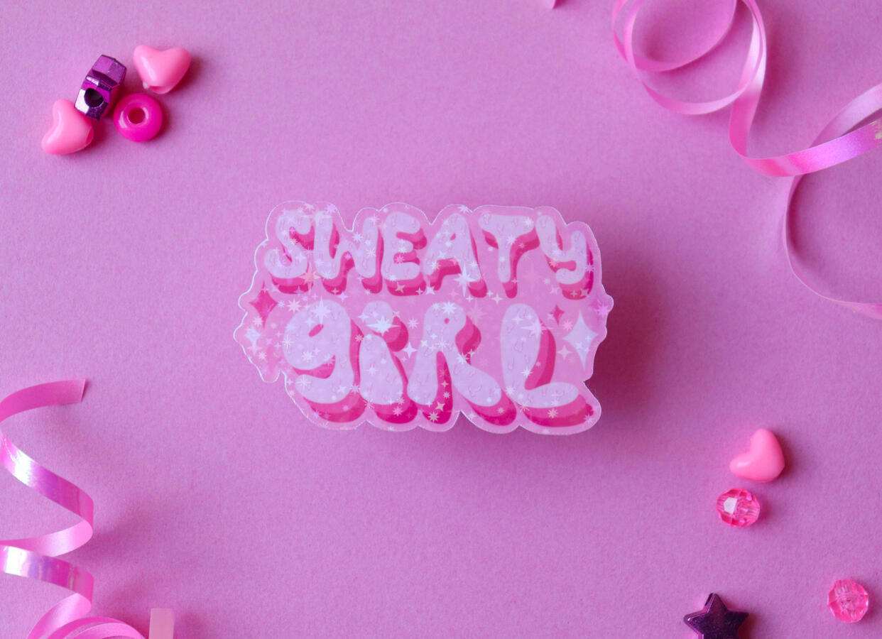 sweaty girl gym sticker